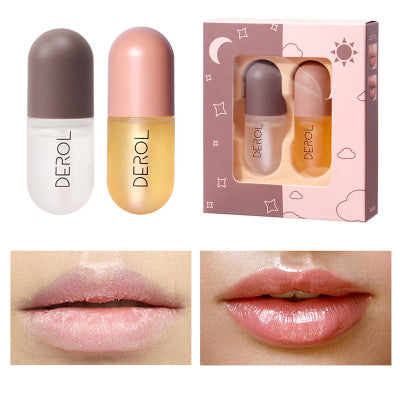 LIP-PLUMPER SET, Praller Lipgloss, natürliches Lippenverstärker- und Lippenpflegeserum, Tag- und Nachtpflege, natürlicher Lippenverstärker für vollere, weichere Lippen, dauerhafte sexy Lippen