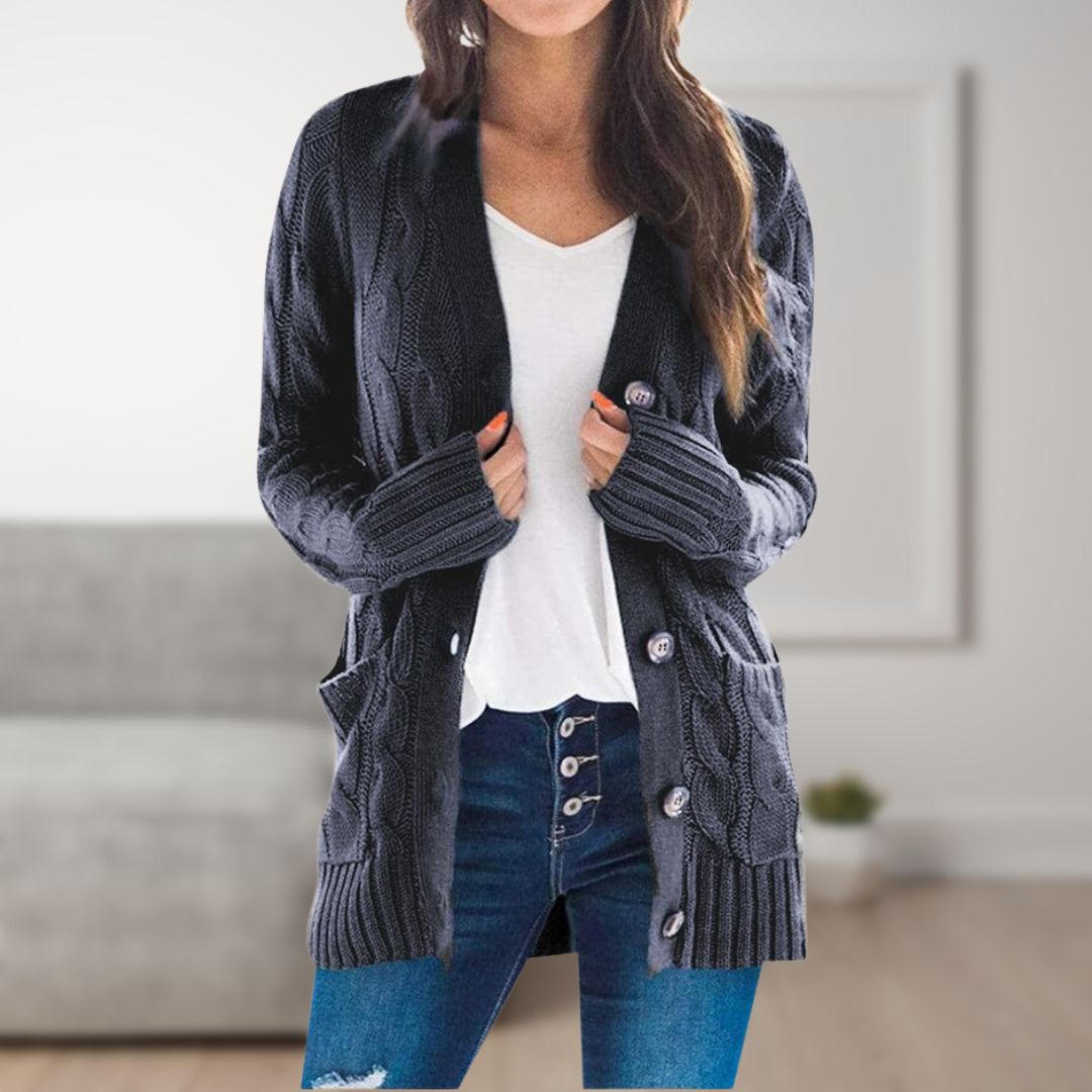Webber Strickjacke | Mittellange Cardigan mit Knöpfen für Frauen
