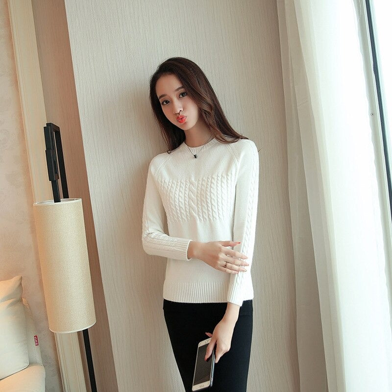 WOLF Lang Ärmel O-Hals Schlank Gestrickt Pullover