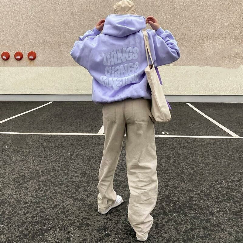 WOLF Überdimensionale bedruckt Kapuzen pullover