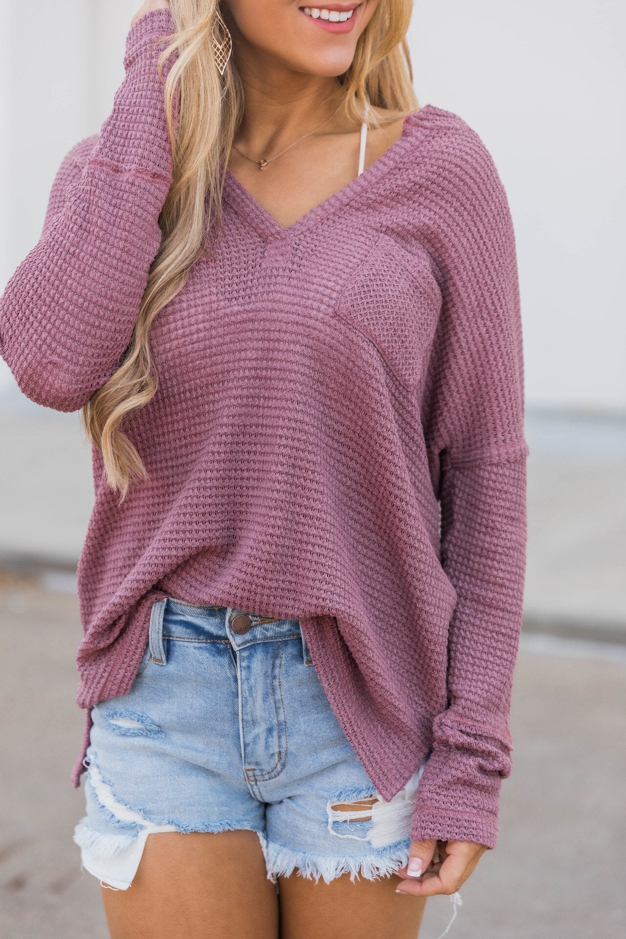 WOLF Pullover mit V-Ausschnitt und lockeren Taschen