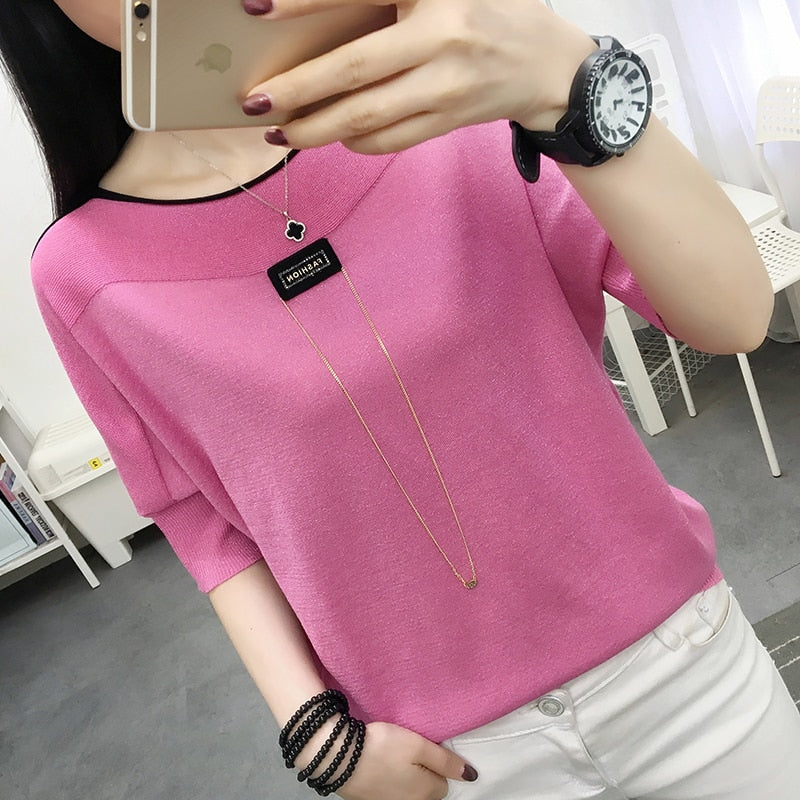 WOLF Vintage O-Ausschnitt Lose Oberteile