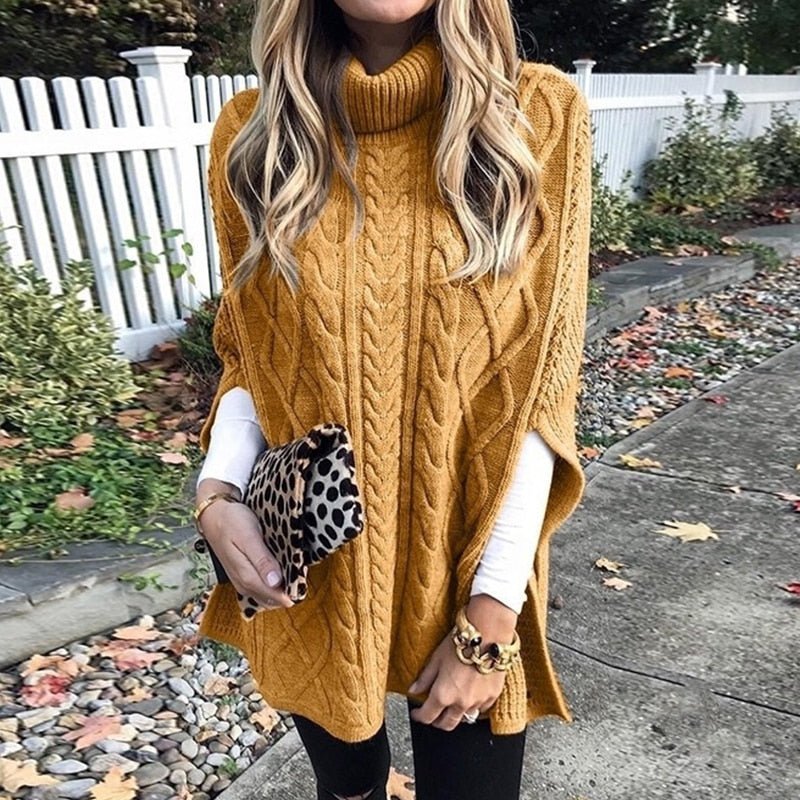 Chondra - Strickpullover mit Rollkragen & Zopfmuster