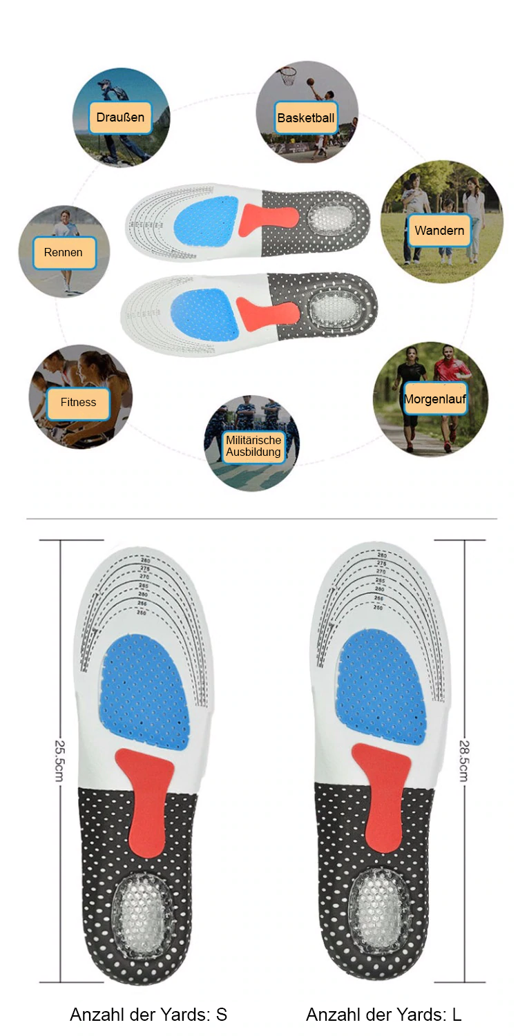 Orthopädische Komfort-Einlagen / Gel-Pad-Einlagesohlen - Lösung für Fuß-, Knie-, Hüft- & Rückenschmerzen 8