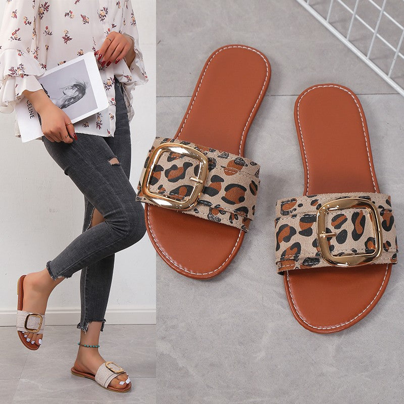 WOLF Flache Gleitsandalen mit Schnallendetail