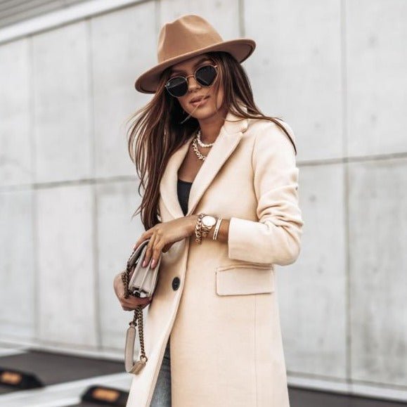 WOLF Langärmelige Wolle Knopf Mantel