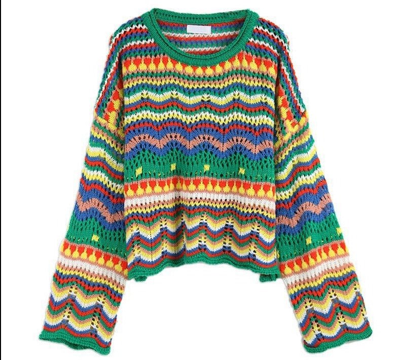 WOLF Lange Ärmel Buntes Pullover