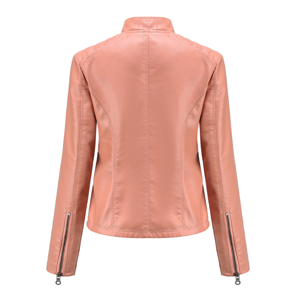 Bequeme Damen Leder Übergangsjacke