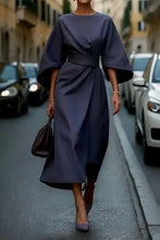 Lade das Bild in den Galerie-Viewer, Rita - Elegantes Kleid Mit Laternenärmeln Und Gürtel

