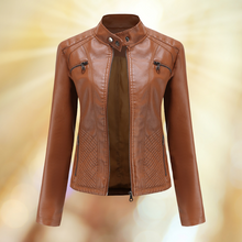 Lade das Bild in den Galerie-Viewer, Bequeme Damen Leder Übergangsjacke
