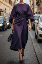 Lade das Bild in den Galerie-Viewer, Rita - Elegantes Kleid Mit Laternenärmeln Und Gürtel

