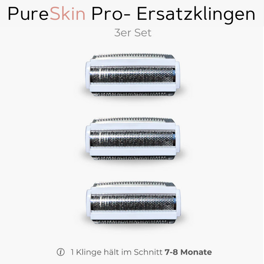 3er Set (Ersatzklingen) für den PureSkin PRO wasserdichter Damen-Rasierer für seidig glatte Haut