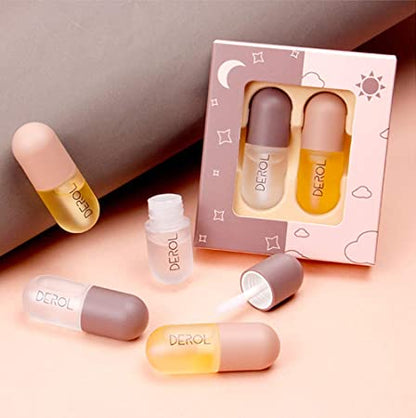 LIP-PLUMPER SET, Praller Lipgloss, natürliches Lippenverstärker- und Lippenpflegeserum, Tag- und Nachtpflege, natürlicher Lippenverstärker für vollere, weichere Lippen, dauerhafte sexy Lippen