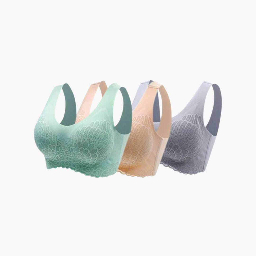 Komfort Bh | Nahtloses Push-Up bügelloser bh aus spitze mit breiten trägernn