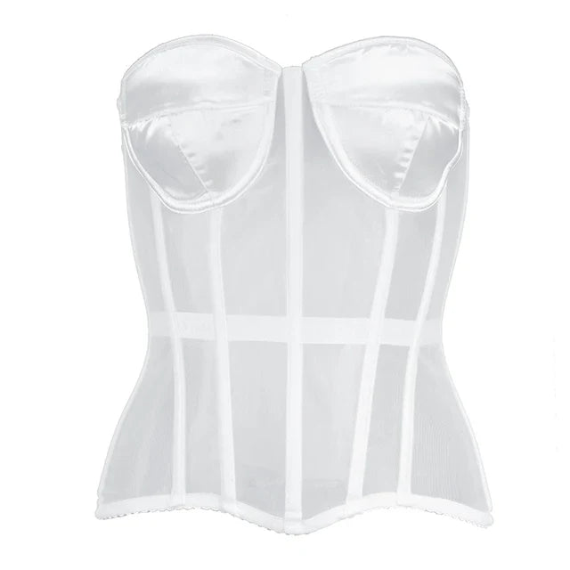 Alyanna | Damen-Taillentrainer-Korsett Durchsichtiger Netz-BH