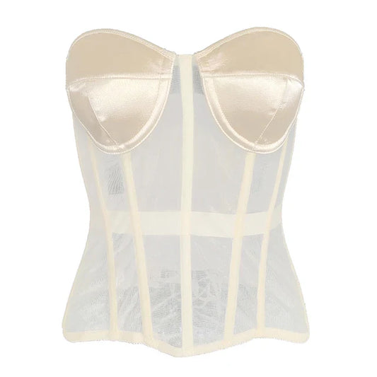 Alyanna | Damen-Taillentrainer-Korsett Durchsichtiger Netz-BH