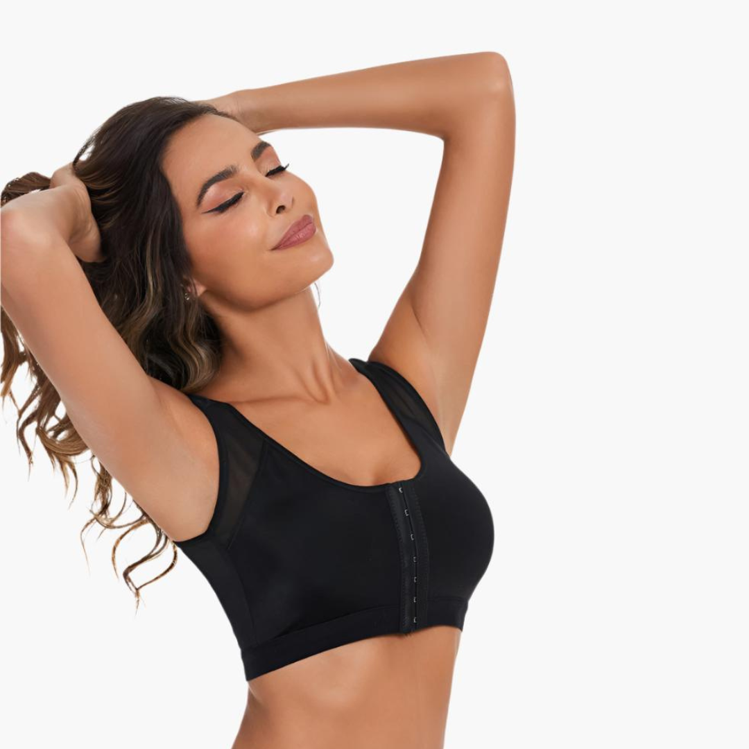 Komfit Stütz Bh | Bequeme X-förmiger Rücken-Haltungs-BH mit breiten Trägern und vorderverschluss