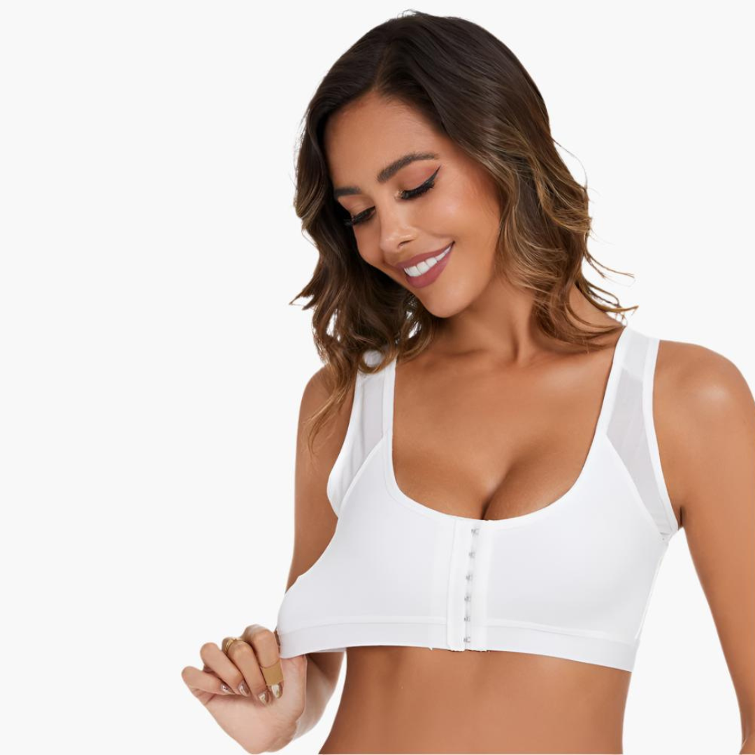 Komfit Stütz Bh | Bequeme X-förmiger Rücken-Haltungs-BH mit breiten Trägern und vorderverschluss