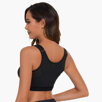 Komfit Stütz Bh | Bequeme X-förmiger Rücken-Haltungs-BH mit breiten Trägern und vorderverschluss