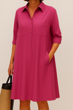 Lade das Bild in den Galerie-Viewer, Nelida – Elegantes Langarmkleid Mit Tasche
