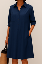 Lade das Bild in den Galerie-Viewer, Nelida – Elegantes Langarmkleid Mit Tasche
