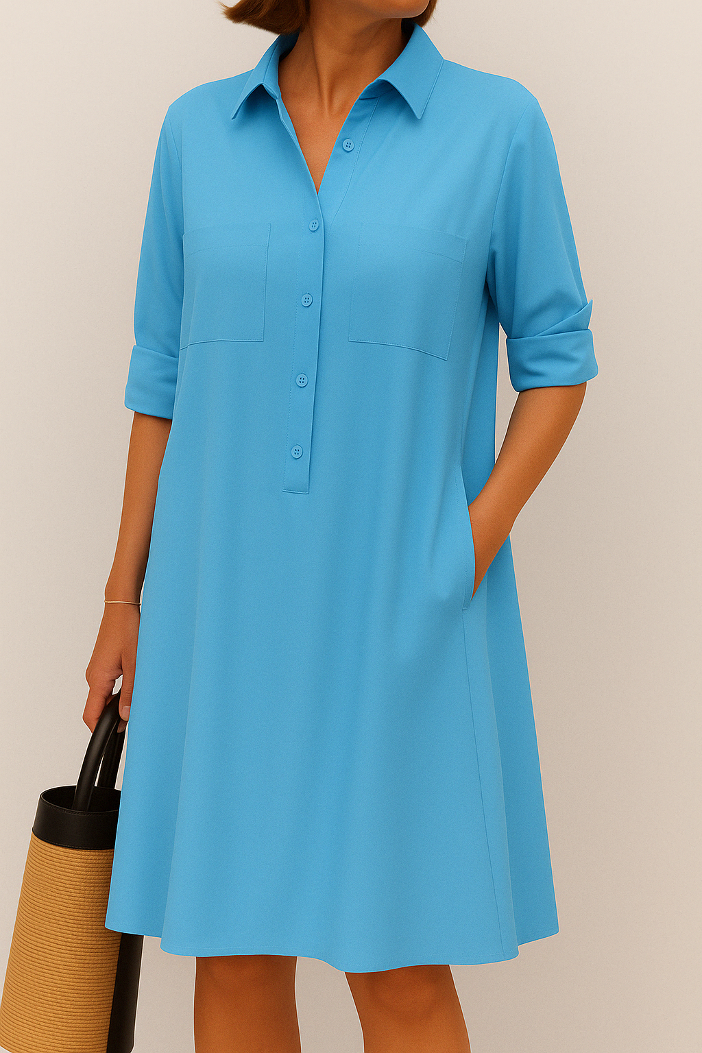 Nelida – Elegantes Langarmkleid Mit Tasche