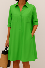 Lade das Bild in den Galerie-Viewer, Nelida – Elegantes Langarmkleid Mit Tasche
