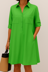 Nelida – Elegantes Langarmkleid Mit Tasche