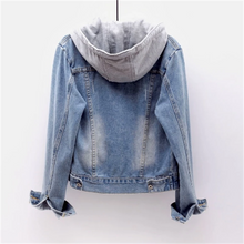Lade das Bild in den Galerie-Viewer, Denim Damen Jacke mit abnehmbarer Kapuze
