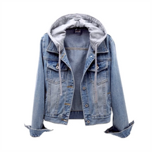 Lade das Bild in den Galerie-Viewer, Denim Damen Jacke mit abnehmbarer Kapuze
