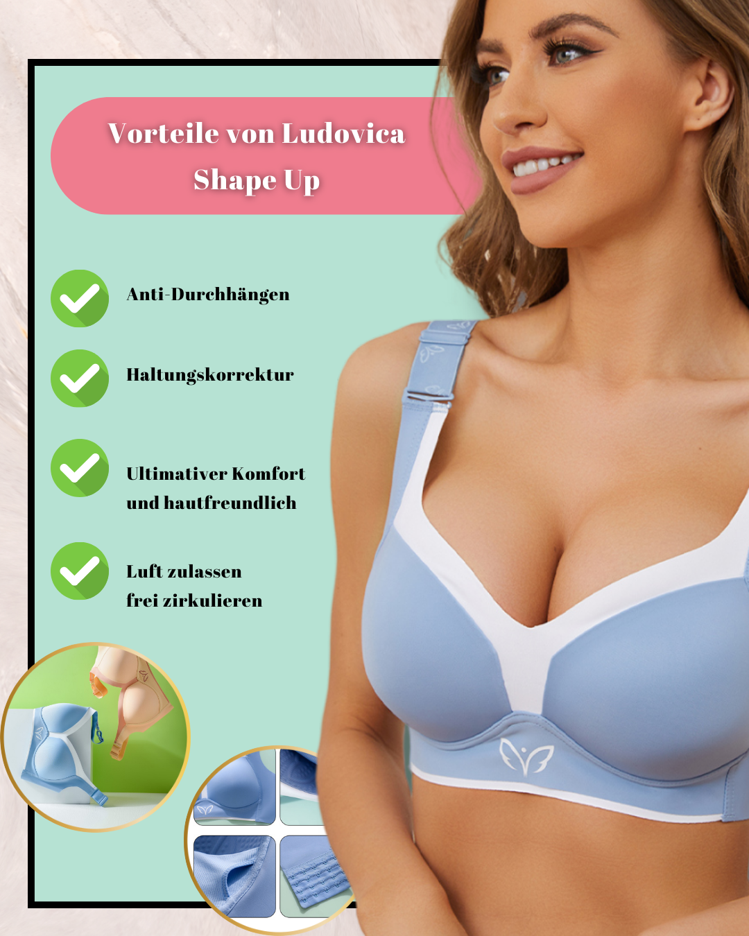Ludovica Shape Up l Damen Push-Up-BH mit vollständiger Abdeckung Nahtlos Übergröße