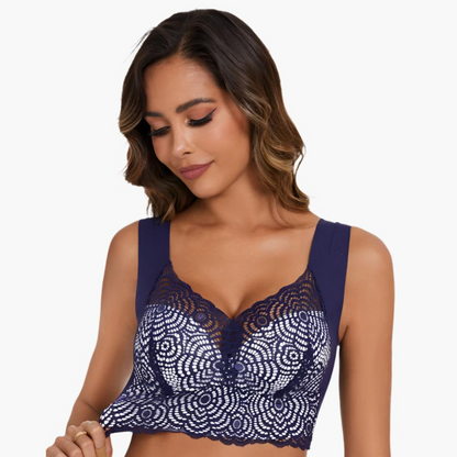 Komfit Stretch Bh | Schwarzer bequemer Spitzen-Push-up-BH mit breiten Trägern