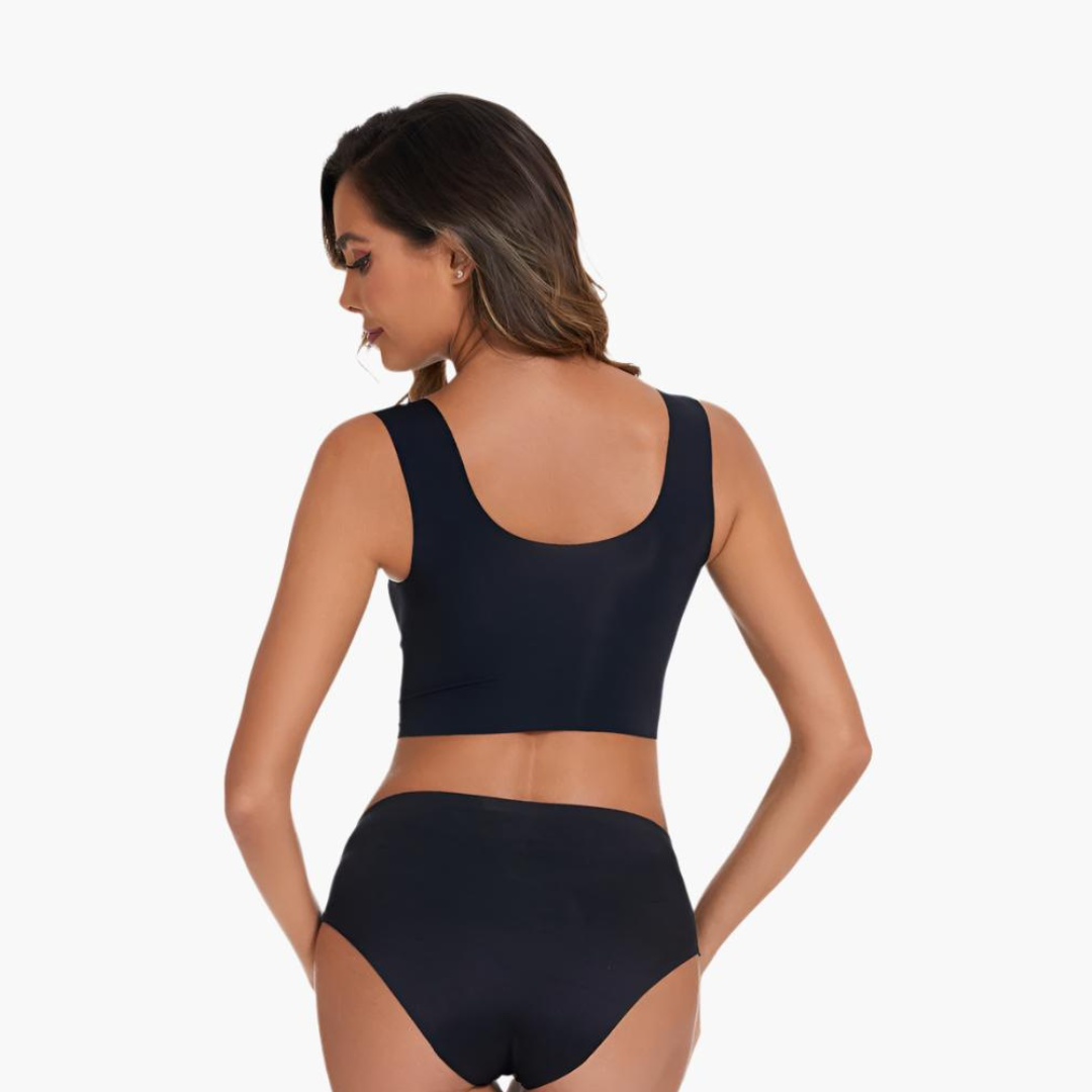 Komfit Stretch Bh | Schwarzer bequemer Spitzen-Push-up-BH mit breiten Trägern