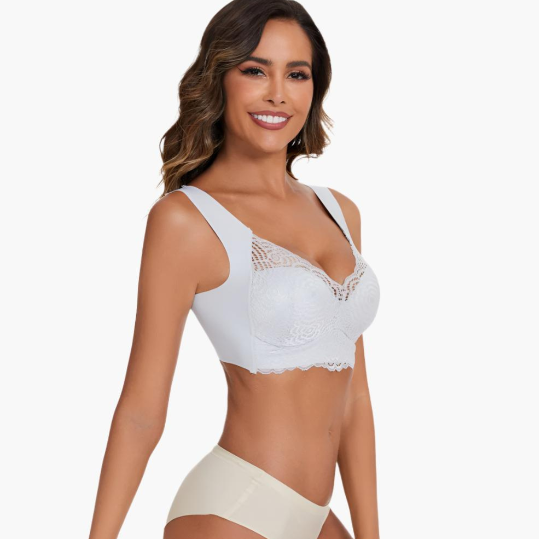 Komfit Stretch Bh | Schwarzer bequemer Spitzen-Push-up-BH mit breiten Trägern