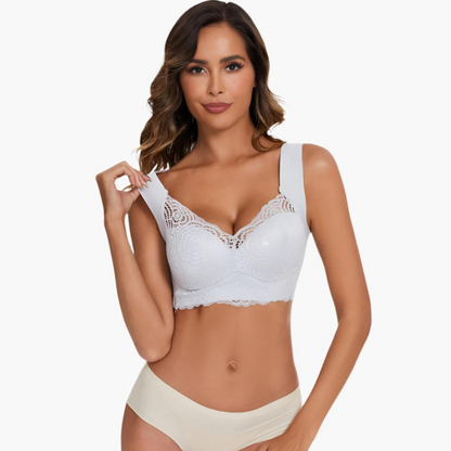 Komfit Stretch Bh | Schwarzer bequemer Spitzen-Push-up-BH mit breiten Trägern