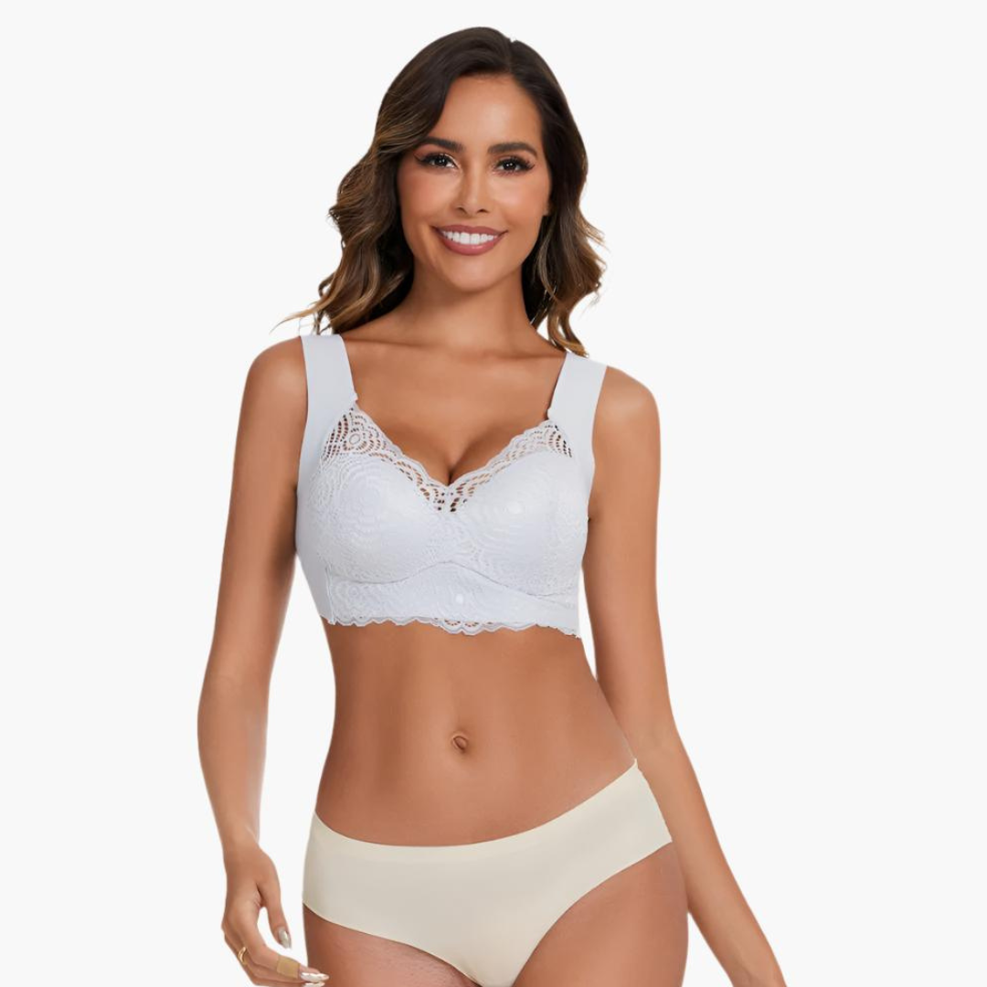 Komfit Stretch Bh | Schwarzer bequemer Spitzen-Push-up-BH mit breiten Trägern