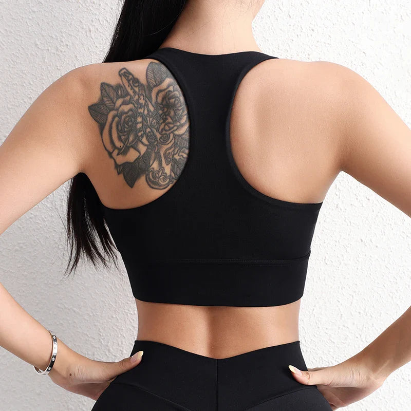 Athletic Diva | atmungsaktiver Crop-Top-Fitness-Sport-BH mit weichem Brustpolster