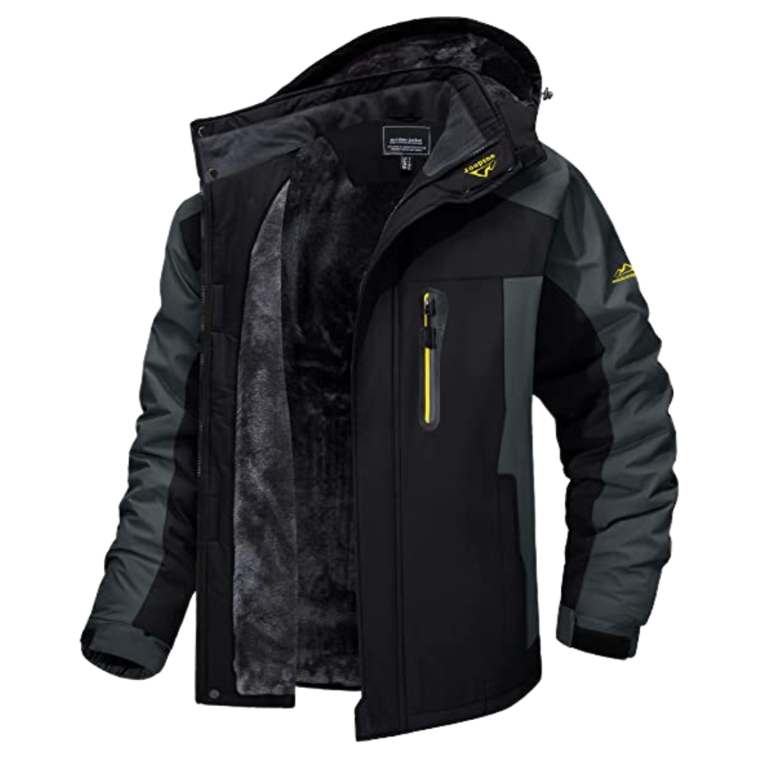 Windbreaker & wasserdichte Outdoor-Jacke für Herren - warm, wind-/wasserdicht, strapazierfähig schwarz