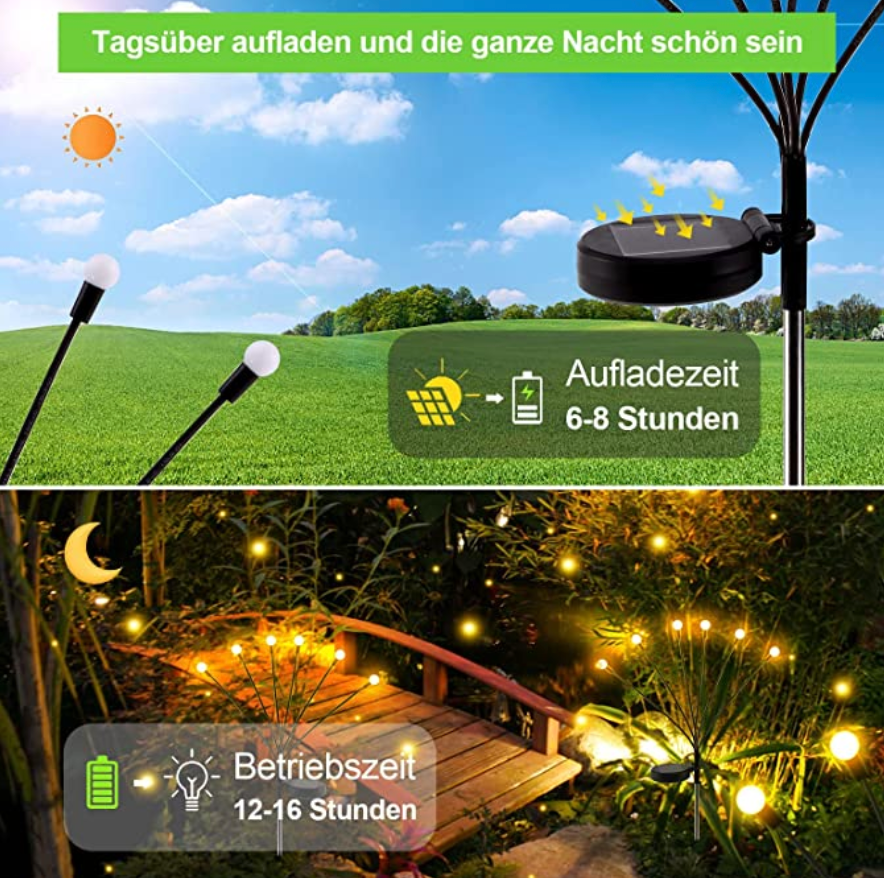 Solarpower | LED Solar-Glühwürmchen Lichter für den Garten (6 LEDS)