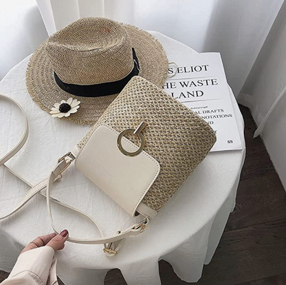 Stroh-Handtasche, Strandtasche "Eva" - chic für den Sommer_beige 17