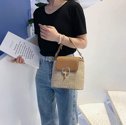 Stroh-Handtasche, Strandtasche "Eva" - chic für den Sommer_braun  16