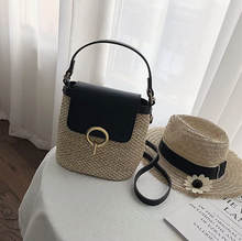 Lade das Bild in den Galerie-Viewer, Stroh-Handtasche, Strandtasche &quot;Eva&quot; - chic für den Sommer_schwarz 12
