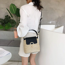 Lade das Bild in den Galerie-Viewer, Stroh-Handtasche, Strandtasche &quot;Eva&quot; - chic für den Sommer_schwarz 16
