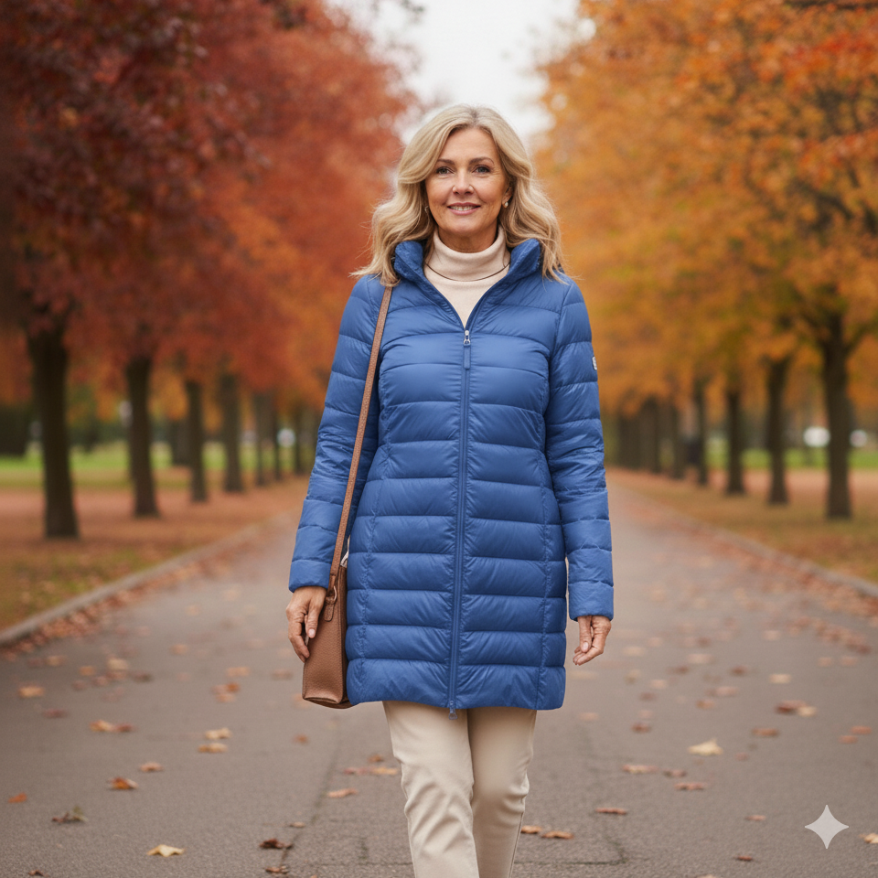 Weber Daunenjacke | Ultraleichte Übergangsjacke für Frauen mit Kapuze, blau