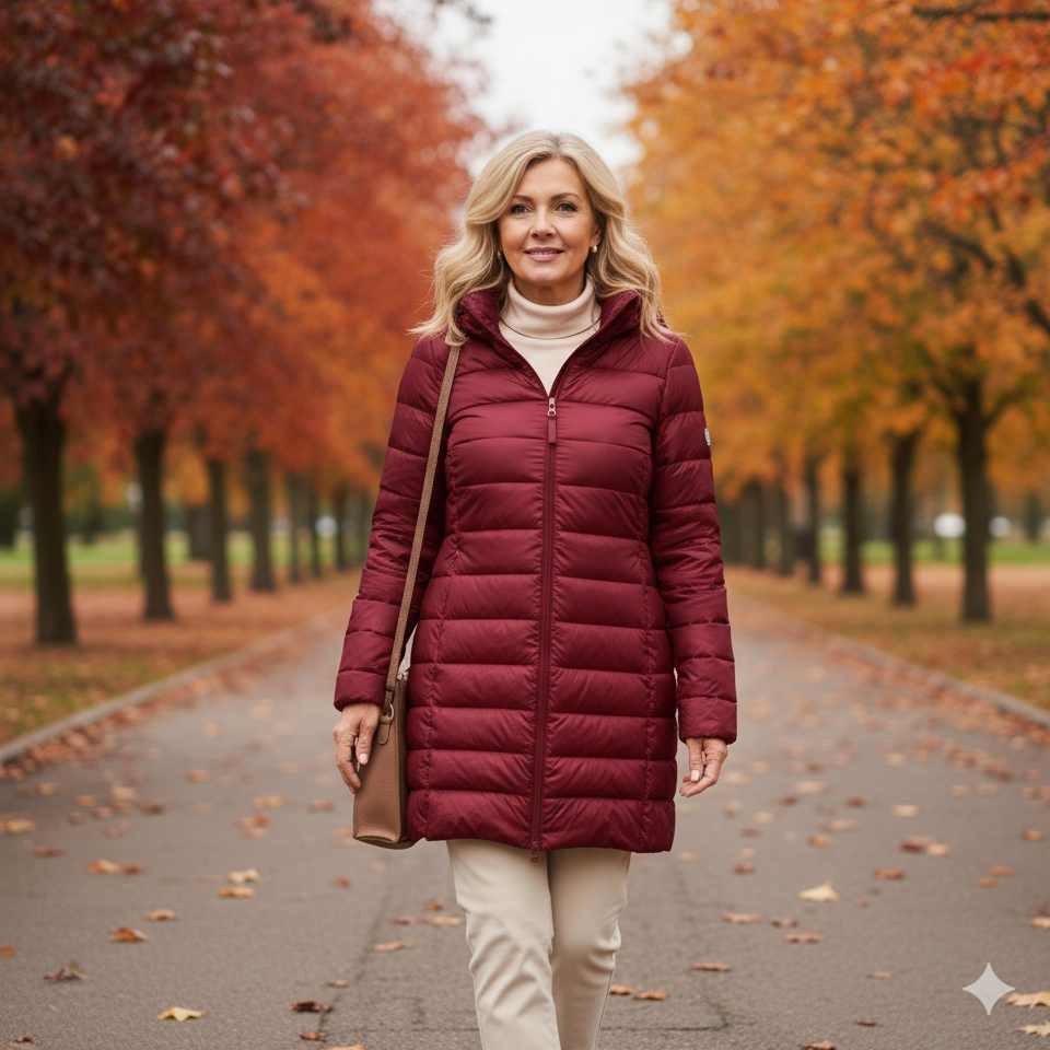 Weber Daunenjacke | Ultraleichte Übergangsjacke für Frauen mit Kapuze, burgunderrot