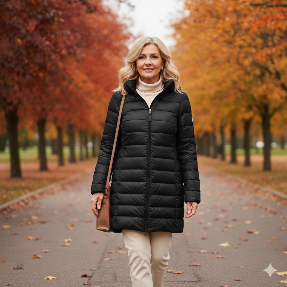 Weber Daunenjacke | Ultraleichte Übergangsjacke für Frauen mit Kapuze, schwarz