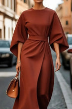 Lade das Bild in den Galerie-Viewer, Rita - Elegantes Kleid Mit Laternenärmeln Und Gürtel
