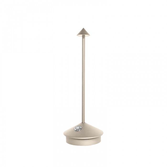 Moderne Pina Tischlampe, beige, Metall, LED, minimalistisches Design, Innenbeleuchtung.