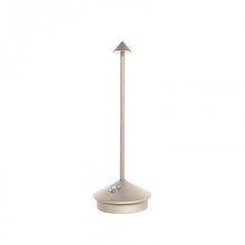 Lade das Bild in den Galerie-Viewer, Moderne Pina Tischlampe, beige, Metall, LED, minimalistisches Design, Innenbeleuchtung.
