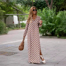 Lade das Bild in den Galerie-Viewer, Henar - Boho Kleid mit Langen Ärmeln und V Ausschnitt
